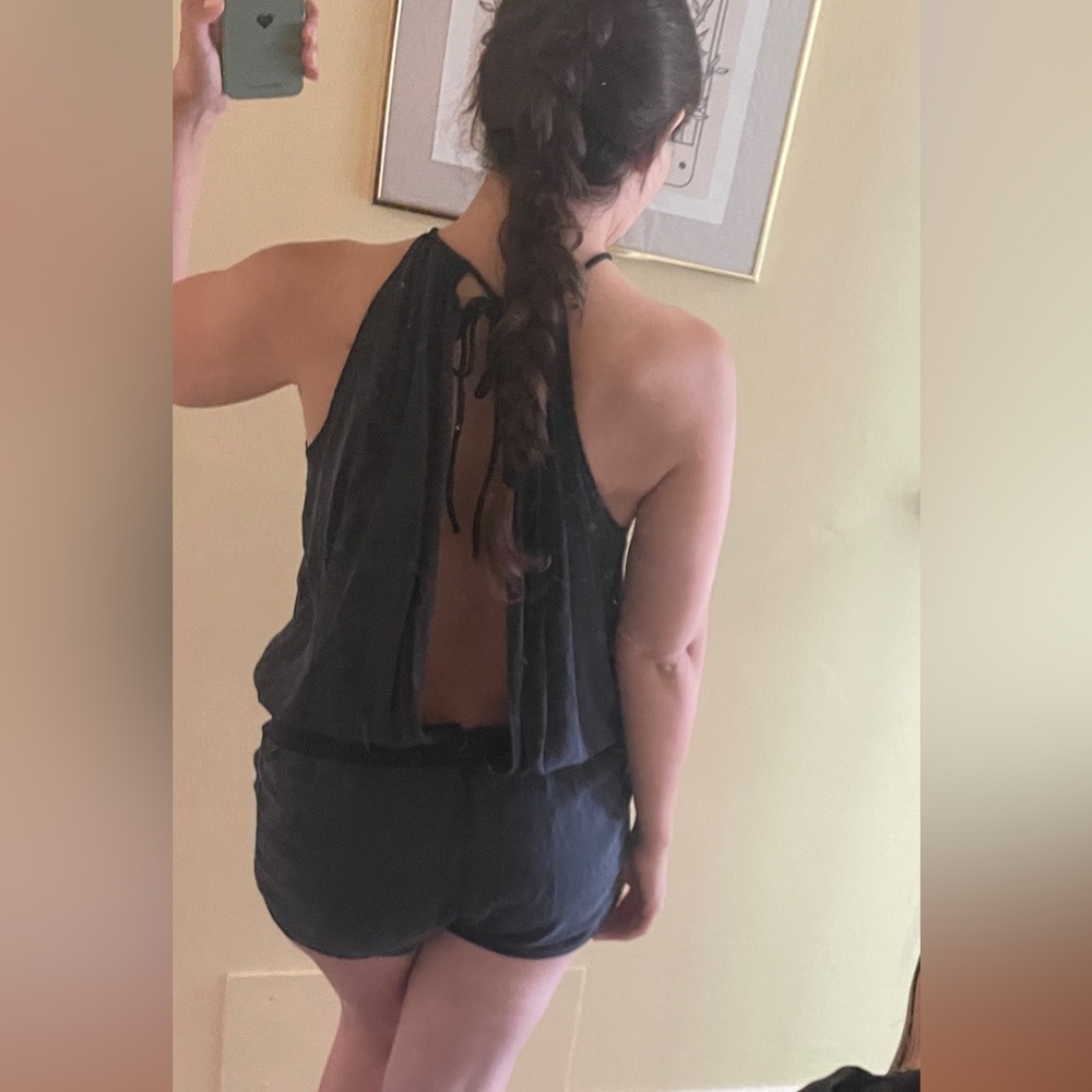 Lululemon Dark Grey HEAT THE STREET Open Back Romper Onesie